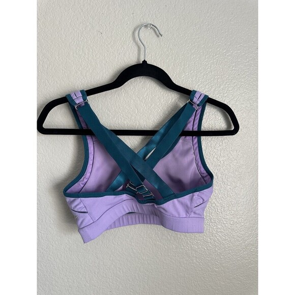 Fabletics Sports Bra Womens XXS Purple Teal Crossback Adjustable Gym Yoga - Picture 4 of 5